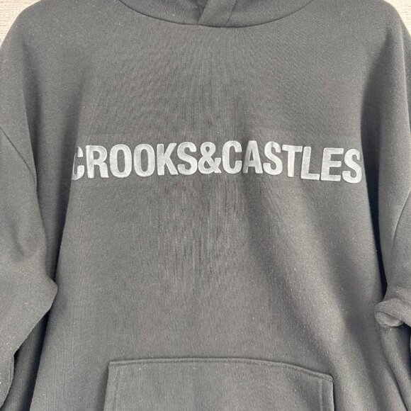 Crooks & Castles Black on Black Logo Hoodie Sweatshirt Men's Medium Black - Picture 3 of 12